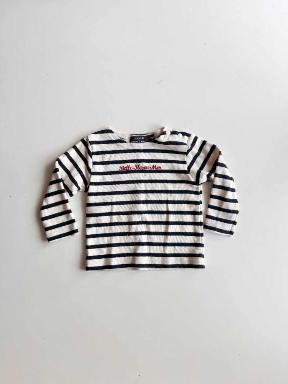Baby LES PETITS COEURS A LA MER Striped 100% Cotton Mariniere T-Shirt, Size 18M